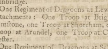1769 11th February Kentish Gazette reorganisation of troops