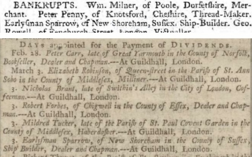 1764 8 Sept Ipswich Journal and 1767 17 Feb Manchester Mercury