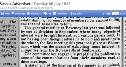 1847gc EXTRACT FROM AGM OF SUSSEX ARCHAEOLOGICAL SOCIETY