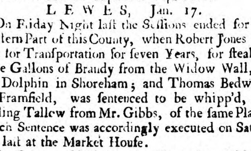 1757 17th January Sussex Advertiser