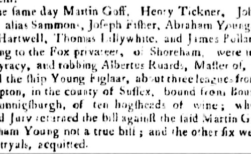 1759 5th November event reported 6th November 1759