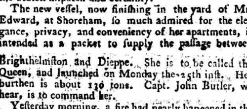 1785 8th July Sussex Advertiser Butler Queen