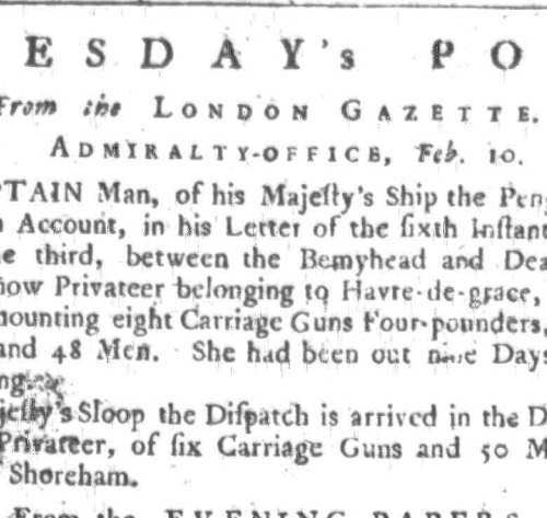 1758d 10th February Newcastle Courant