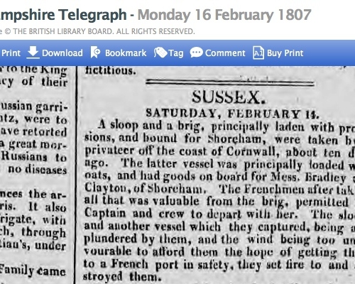 1807a 16th February Hampshire Telegraph