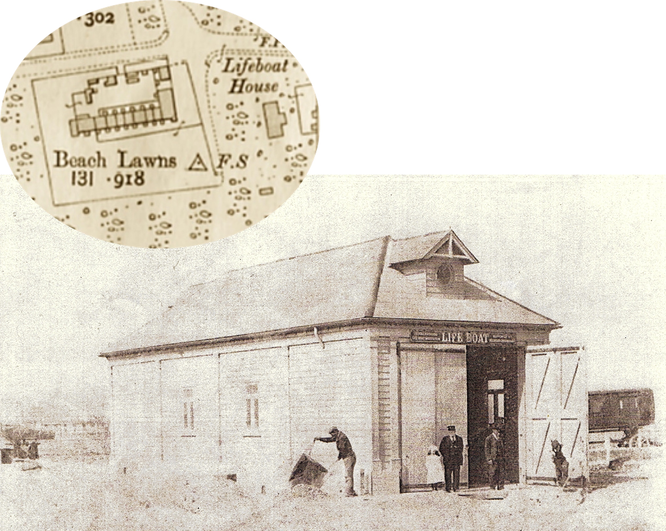 Boathouse on the beach - the winches and railway carriage later site