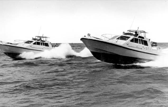 Macintosh HD:Users:rogerbateman:Desktop:RAMUS :Watercraft 6a Two of the P12's being put through their paces on sea trials.jpg