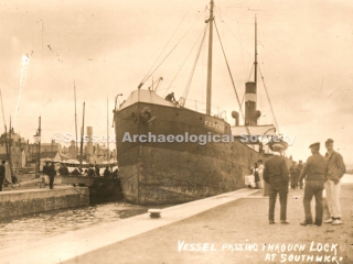89.485 F. E. Webb" passes through the lock at Southwick Shoreham Harbour