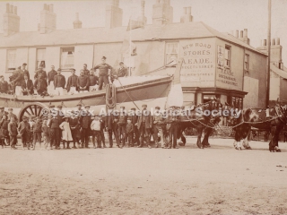89.502 New Road, Shoreham-by-Sea. Shoreham Lifeboat on a trailer