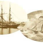 Macintosh HD:Users:rogerbateman:Desktop:Neil42:L8 L8 Left/ the Jessamine (centre) moored at Southwick (photo Ted Bunker). Right/ the Kingston used by Lucas as a collier (photo Sussex Archaeological Society).jpg